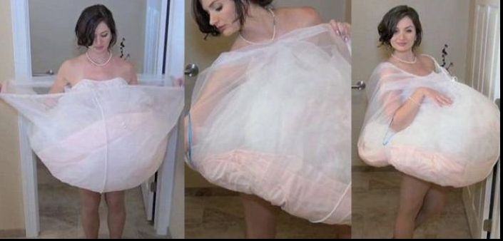 Toți au râs când au văzut această rochie de mireasă. E genial ce se ascunde în spatele imaginii