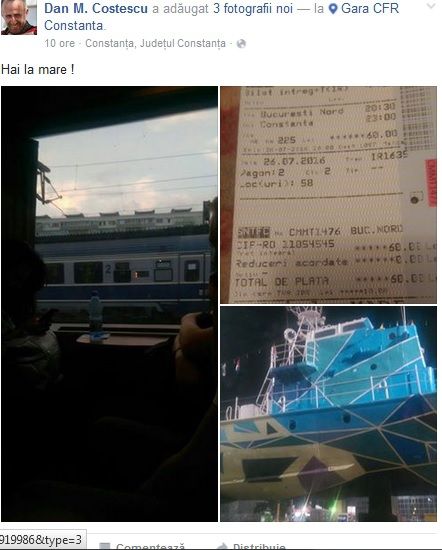 Fostul ministru al Transporturilor, Dan Costescu, s-a convins de luxul CFR: a mers cu trenul la mare