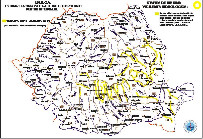 Cod galben de INUNDAŢII, în mai multe judeţe ale ţării! HARTA zonelor afectate
