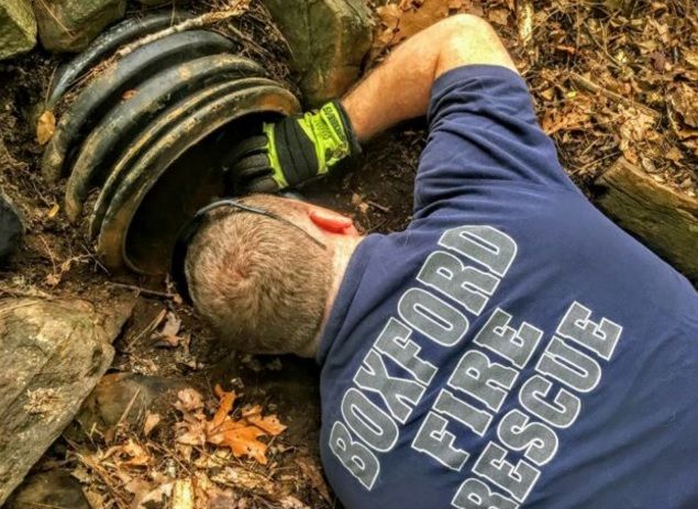 Se auzeau sunete ciudate dintr-o ţeavă. Au chemat pompierii şi au scos de acolo...