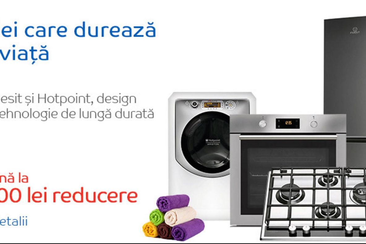 eMAG – Promotie cu reduceri mari pentru electrocasnicele produse de Hotpoint si Indesit