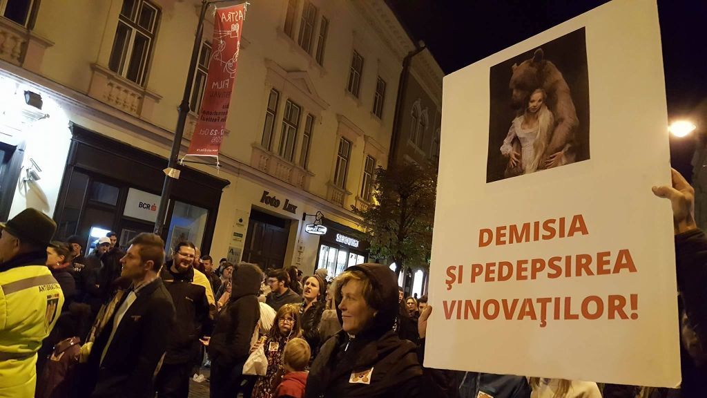 PROTEST în Piaţa Universităţii, din Capitală, faţă de uciderea puiului de URS