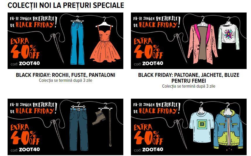 Black Friday 2016 Zoot.ro. A început campania reducerilor la haine