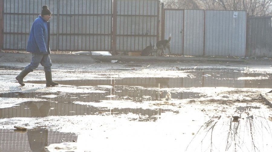 Sute de bătrâni se luptă cu noroiul pentru o pâine 