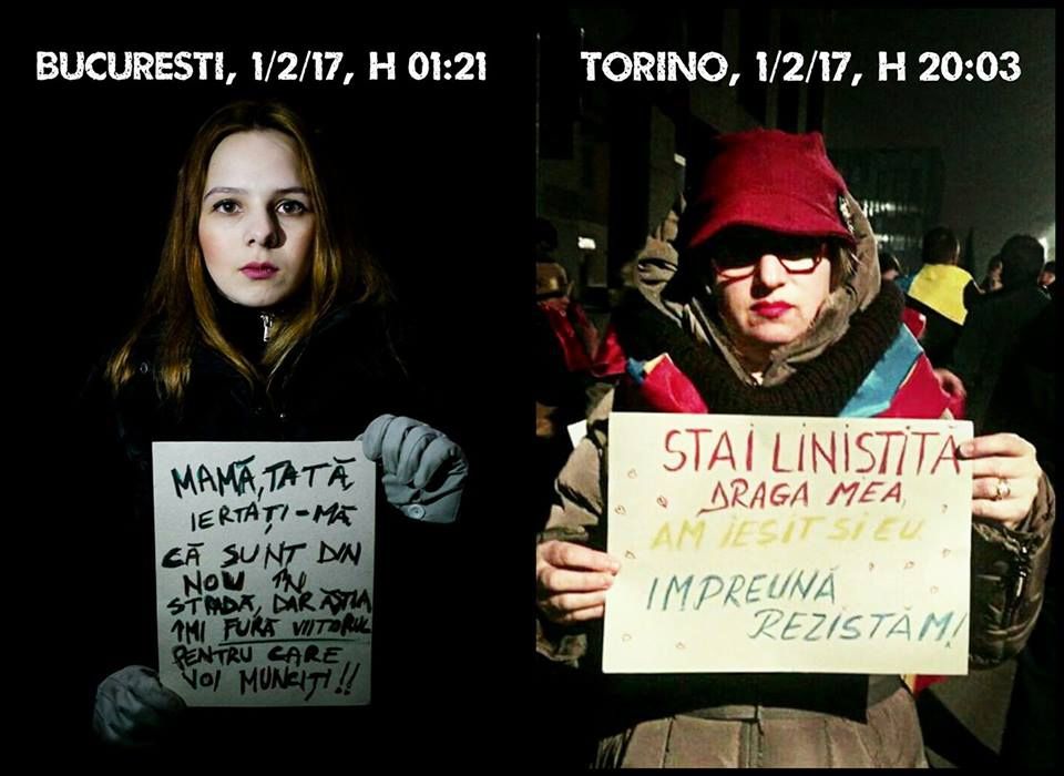 DIASPORA protestează. Fotografie EMOŢIONANTĂ - protest mamă - fiică, la mii de km depărtare