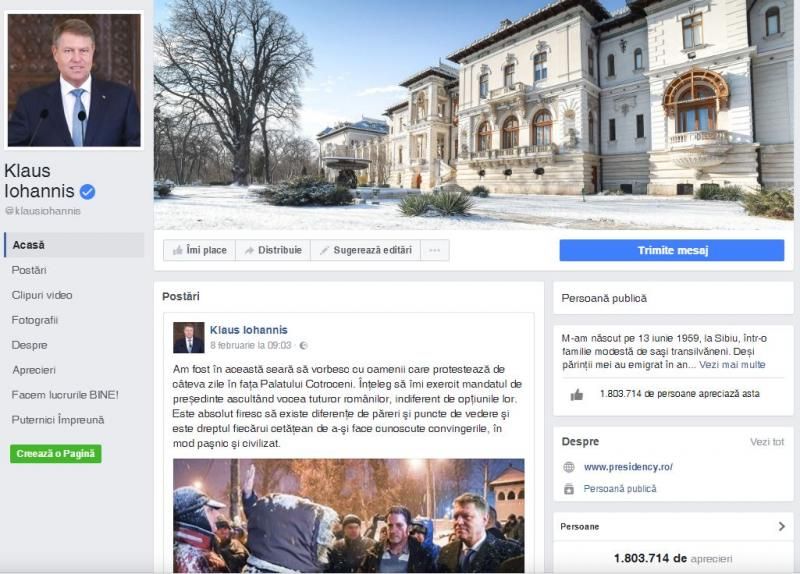 Klaus Iohannis, număr record de creşteri pe Facebook, după atacul la adresa PSD 
