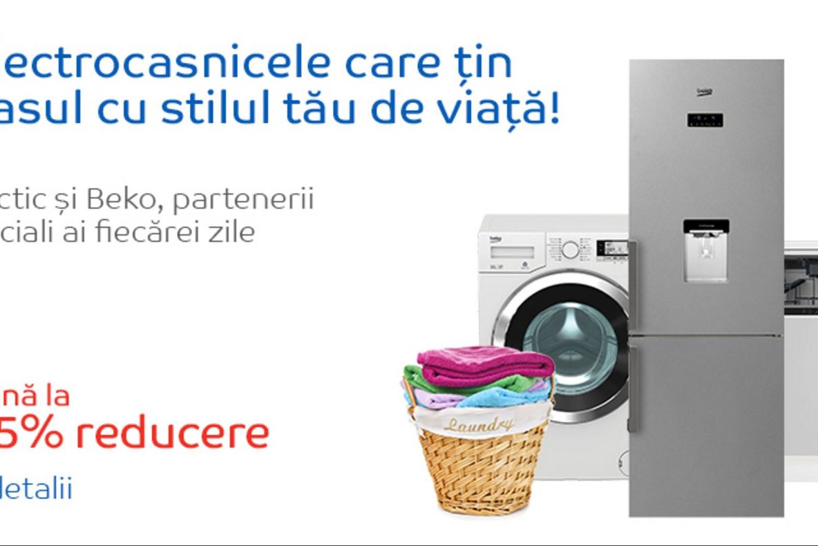 eMAG – Electrocasnicele Arctic si Beko au reduceri de 25%. TOP 7 cele mai vandute oferte