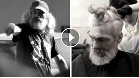 Acest om al străzii a fost dus la un salon de înfrumusețare. La final, a început să plângă