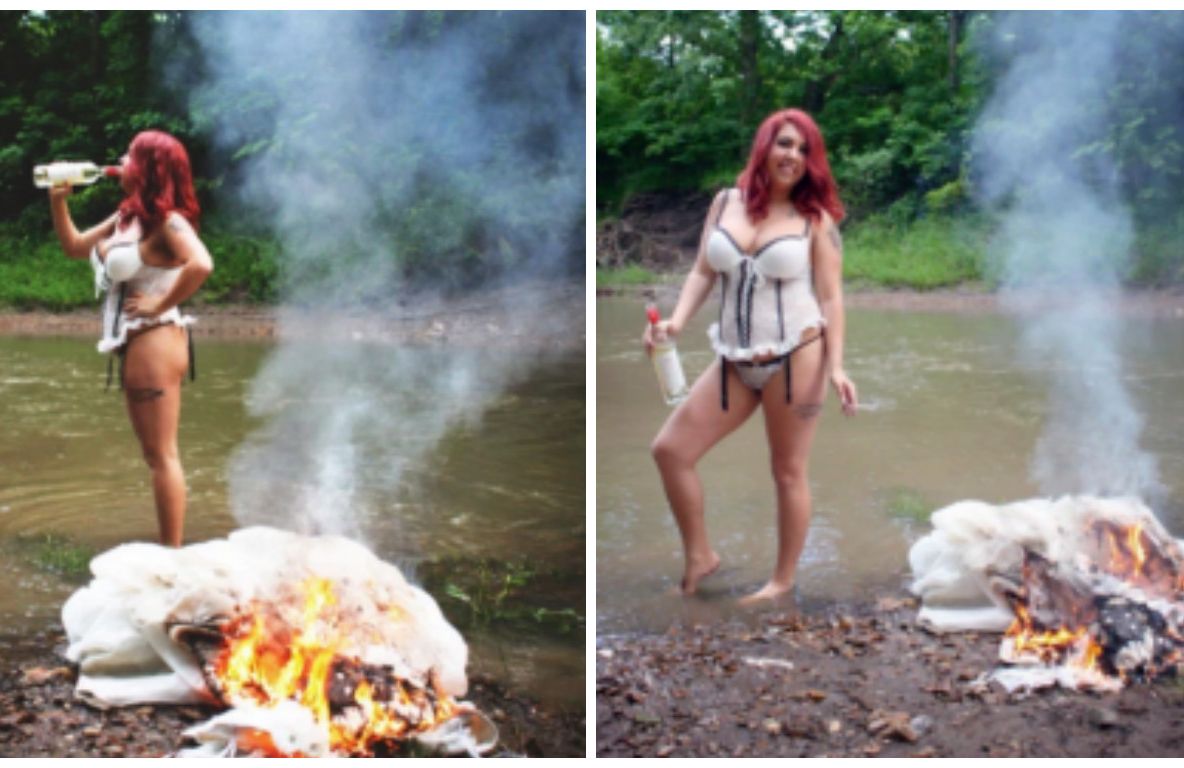 Când au văzut mireasa alături de rochia în flăcări au amuțit. Femeia s-a uitat la ei și a spus asta