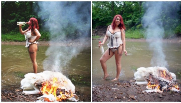 Când au văzut mireasa alături de rochia în flăcări au amuțit. Femeia s-a uitat la ei și a spus asta