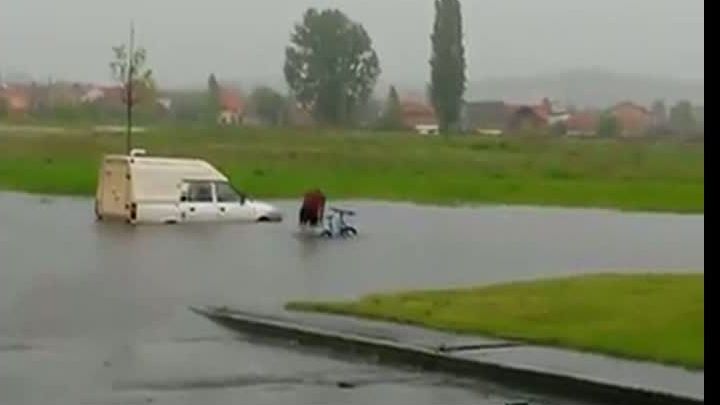 Furtunile fac prăpăd: copac căzut peste maşina unui senator. Un biciclist cu GHINION