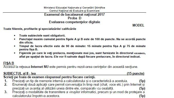 Competenţe digitale 2017. Elevii susţin proba de competenţe digitale. Subiecte şi rezultate