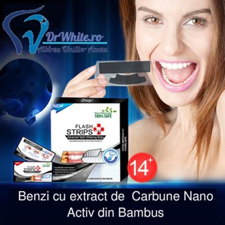 Benzi de albire a dinţilor cu extract de cărbune activ din coajă de bambus