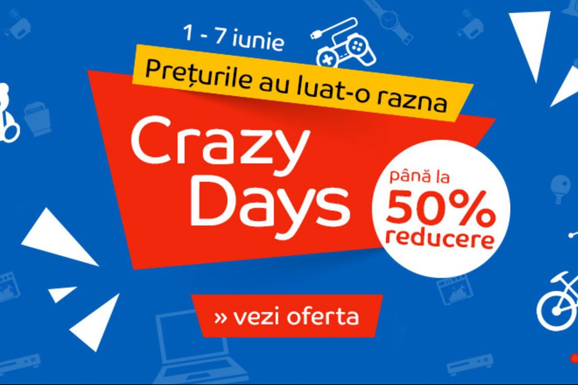 eMAG Crazy Days – O saptamana nebuna cu 50% reducere pentru o multime de produse
