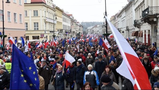 Proteste masive în Varşovia. Polonezi, în stradă pentru apărarea Justiţiei