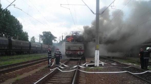 INCENDIU la locomotiva unui tren de persoane, în judeţul Dolj