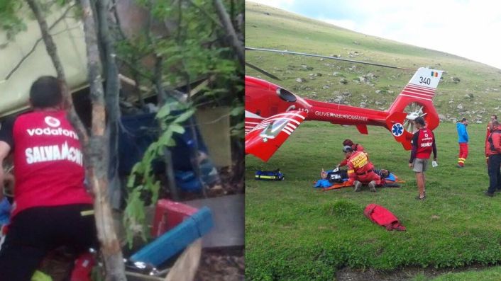 Grav accident pe Transalpina. O mașină a căzut în prăpastie. Șoferul, preluat de un elicopter SMURD