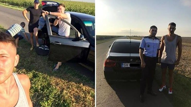 Salvat de poliţist. Păţania unui şofer care şi-a rupt o roată în drum spre mare