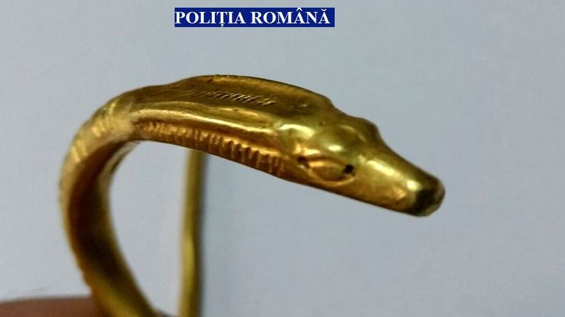 Descoperire istorică majoră, în jud. Olt. Brăţara dacică, piesă UNICAT, recuperată de poliţişti