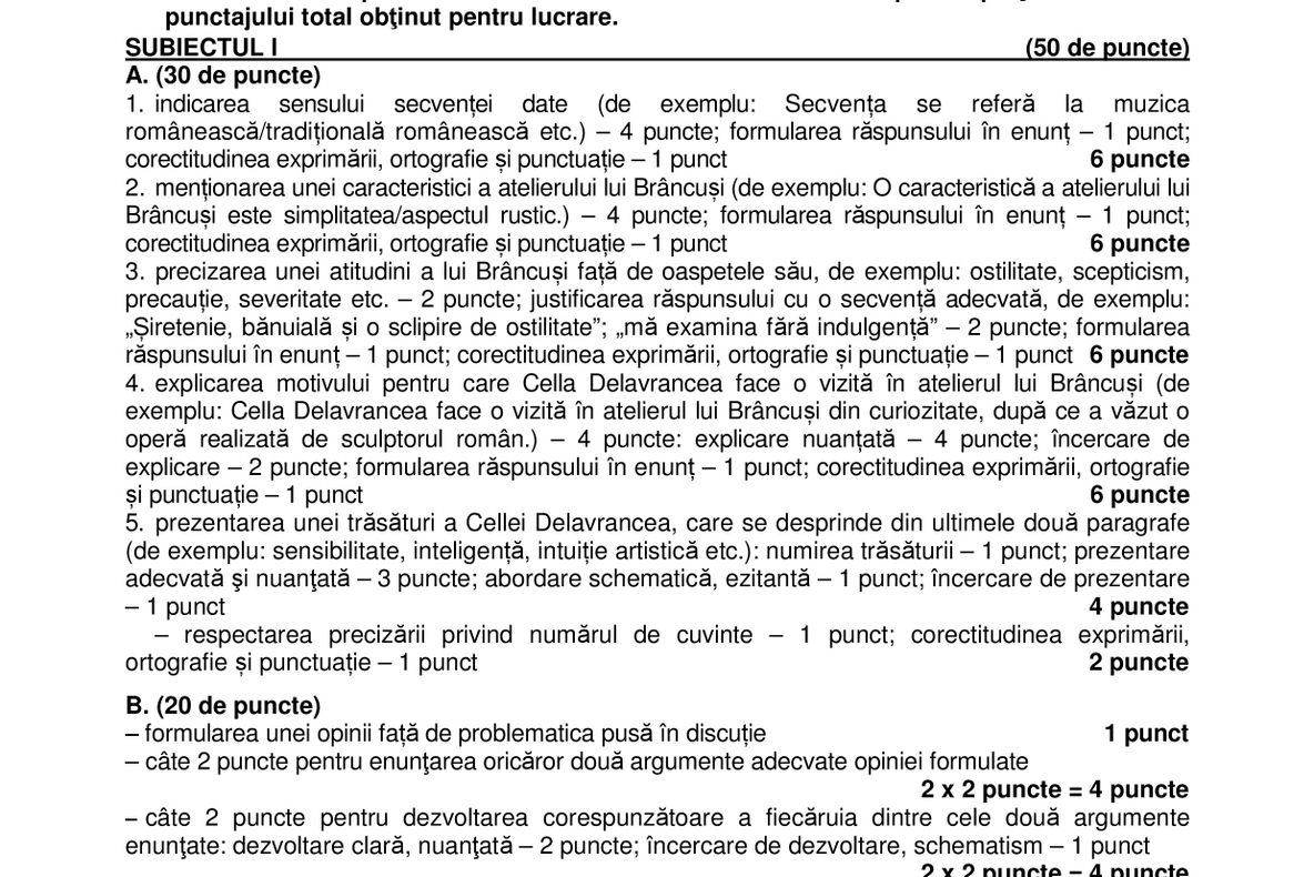 Barem Română simulare BAC 2018 EDU.ro. Consultă AICI baremul la Română - simulare BAC 2018
