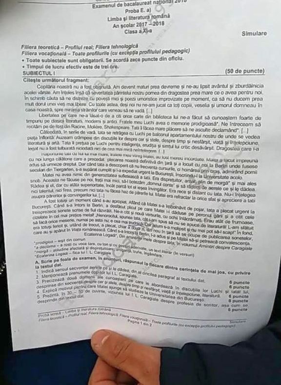 NUVELA. Subiecte simulare BAC Română 2018. Ce trebuie să scrii la Română dacă ţi-a picat nuvela