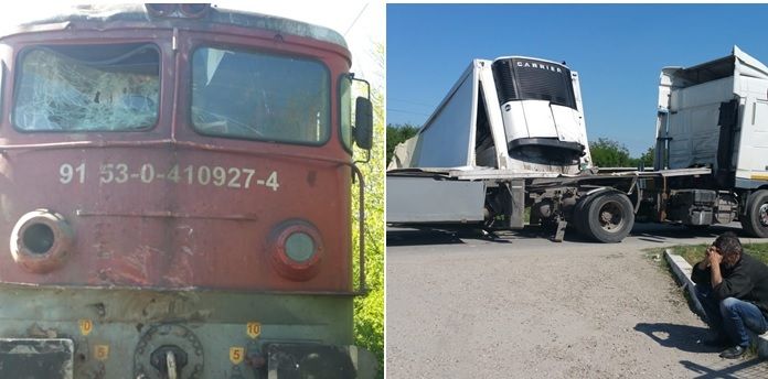 Accident feroviar în Timiş. Un tren de călători în care erau 400 de persoane a lovit un TIR