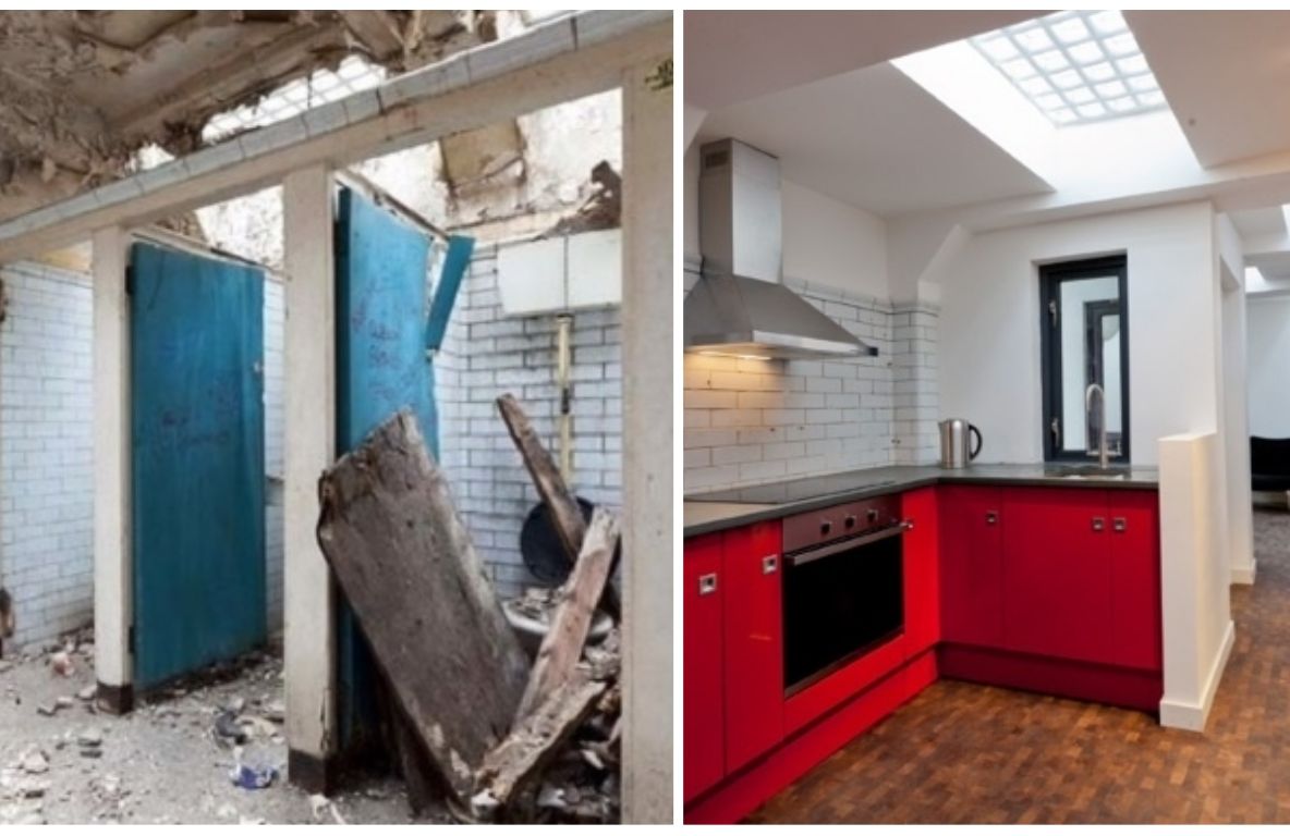 Cum și-a construit o tânără casa de vis într-o toaletă publică părăsită. Imaginile spun totul