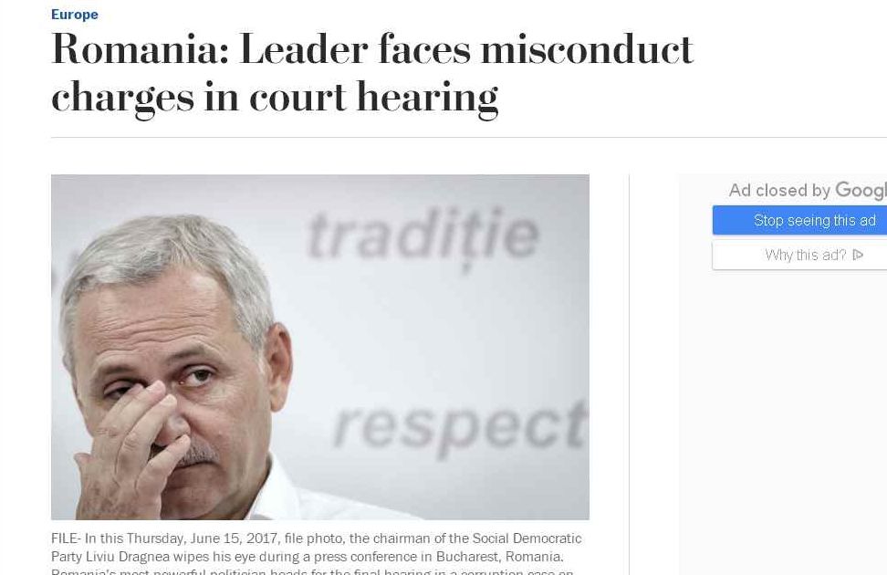 Washington Post: Dragnea se apără în faţa acuzaţiilor de corupţie, într-un context minat 