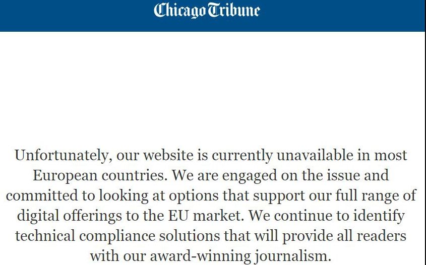 GDPR a intrat în vigoare! Americanii taie accesul europenilor 