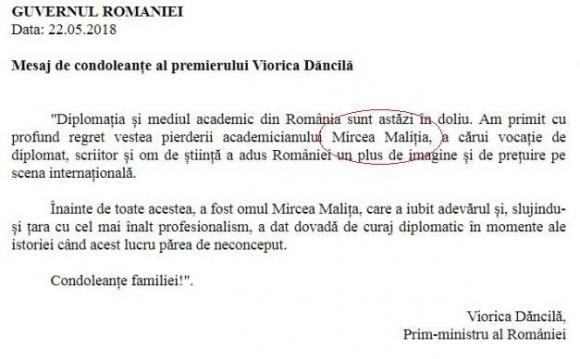 O nouă gafă a Guvernului Dăncilă
