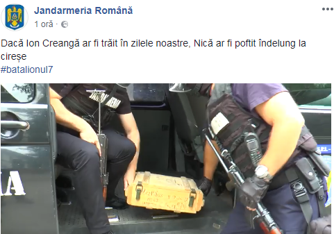 Jandarmeria, mesaj halucinant cu cireşe şi Ion Creangă