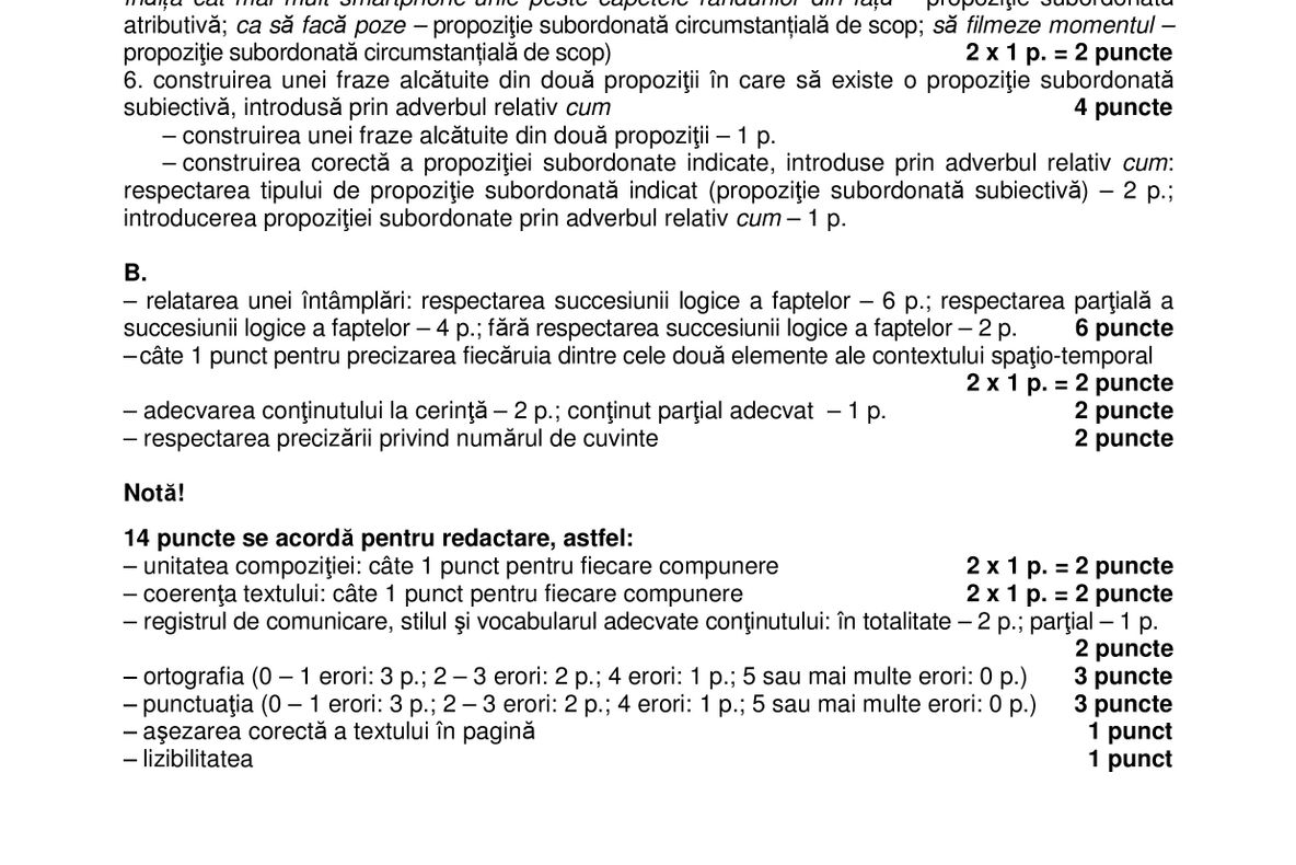 Barem Română 2018 Evaluare Naţională. S-a afişat baremul pe EDU.ro în format PDF