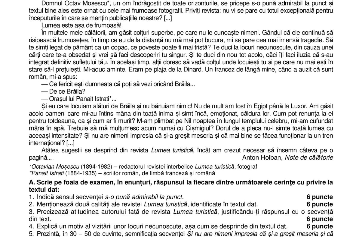 BAREM ROMÂNĂ BAC 2018 + SUBIECTE ROMÂNĂ BAC 2018