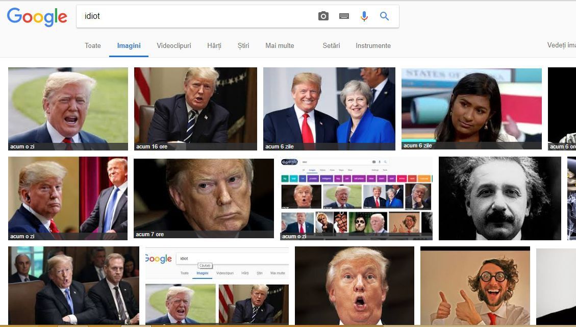 Surpriză? Ce poză îți apare pe Google, dacă tastezi cuvântul ”idiot”