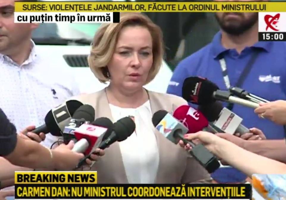 Surse: Carmen Dan, creierul operațiunii de represiune de vineri. Cum se apără ministrul 