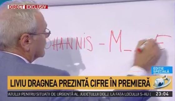 Dragnea, după ce a scris ”Iohannis M...E” pe planșă: ”Păi la ce v-aţi gândit?”