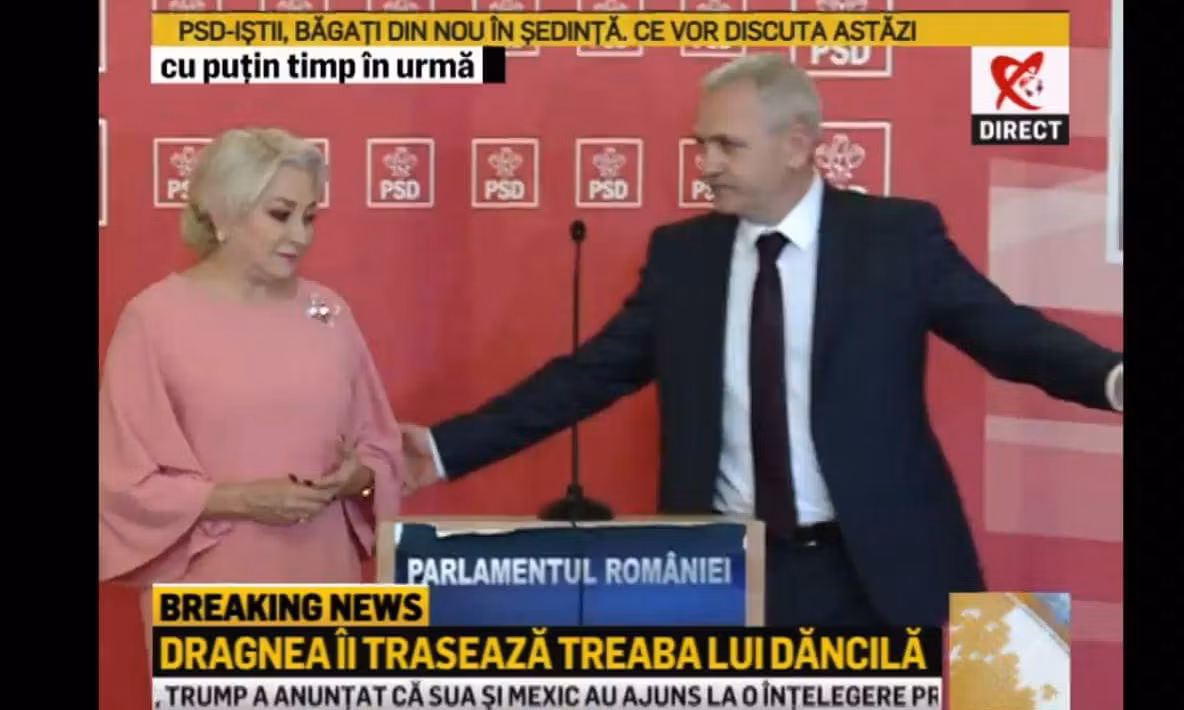 Dragnea o confiscă pe Dăncilă din fața presei, după un moment stânjenitor: "Haideți!"