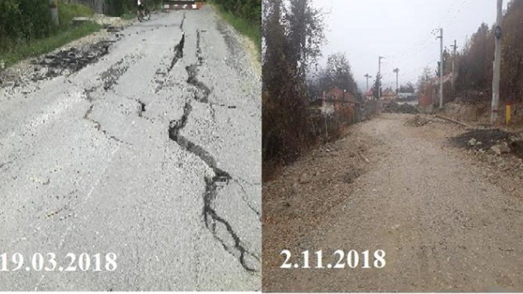 Stațiunea Slănic Moldova riscă falimentul. Șoseaua ruptă de inundații, nereparată de nouă luni