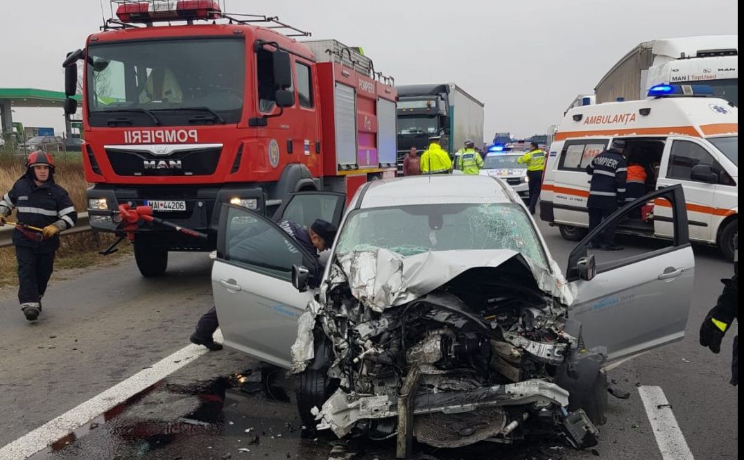 Trafic blocat pe autostrada A1 din cauza unui accident foarte GRAV