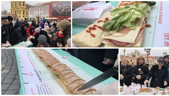 Timișorenii au realizat cel mai mare sandviș din România