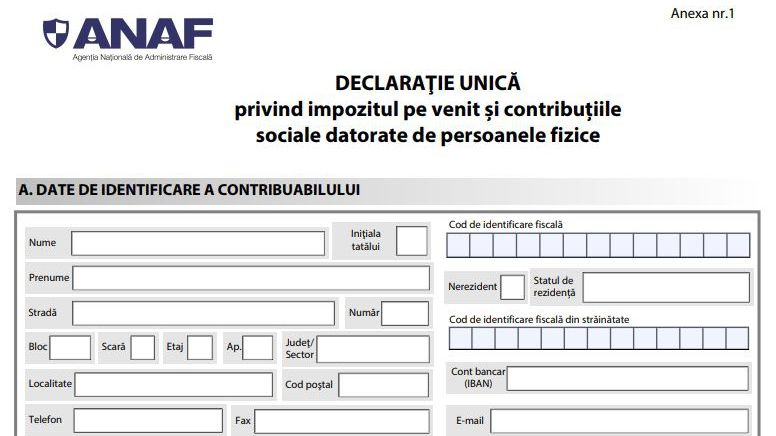 Declarația unică 2019 ANAF. Când se depune și cum se completează formularul 