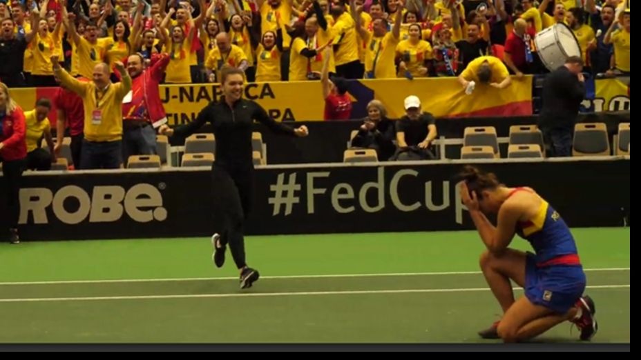 România se califică în semifinalele Fed Cup după 46 de ani. Halep sare pe teren VIDEO