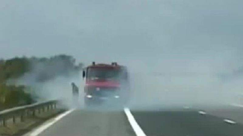 INCENDIU pe autostrada A1 București-Pitești. Trafic BLOCAT