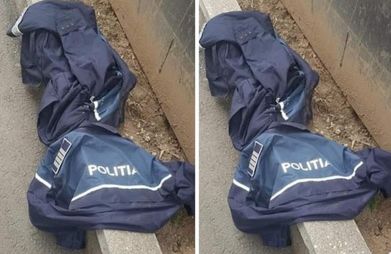 Uniforme de polițiști, găsite în spatele blocului. Ar fi fost purtate de oameni ai străzii