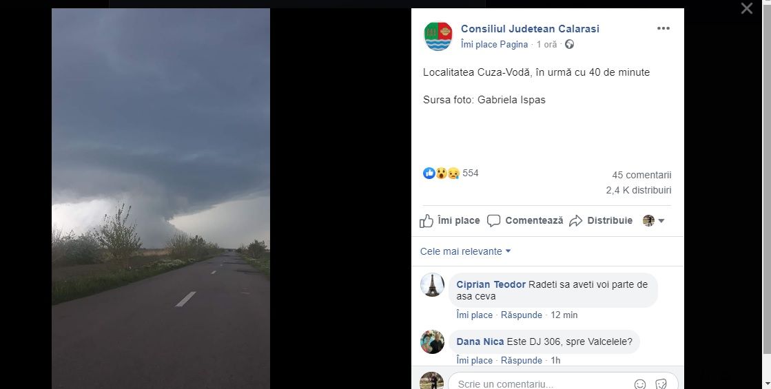 Imagine apocaliptică. Încă o tornadă uriașă în România! Unde a fost surprinsă!