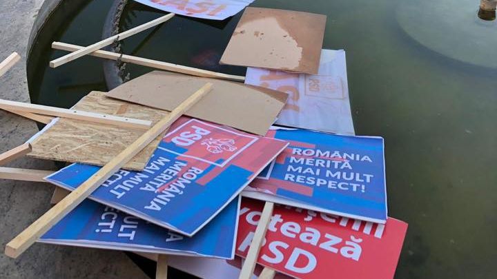  O jurnalistă, lovită cu pancarta de unul dintre participanţii la mitingul PSD de la Iași