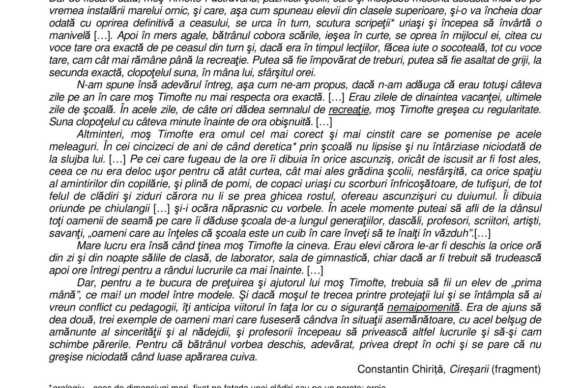Evaluare Națională 2019 Română - subiecte și barem de corectare
