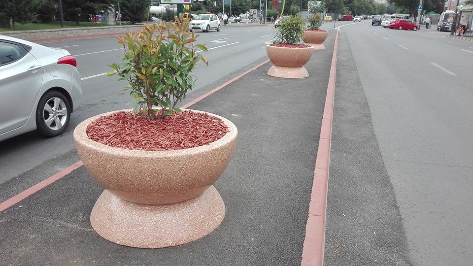Primarul de la 4 a betonat spațiul verde și a ”plantat” boluri cu flori la preț exorbitant