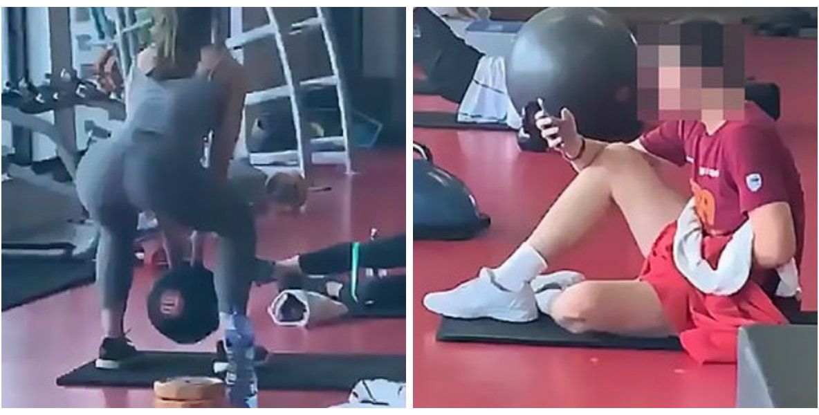 A stat la sală lângă o bombă sexy cu colanţi strâmţi şi şi-a acoperit mâna cu o bluză. ŞOC ce făcea!