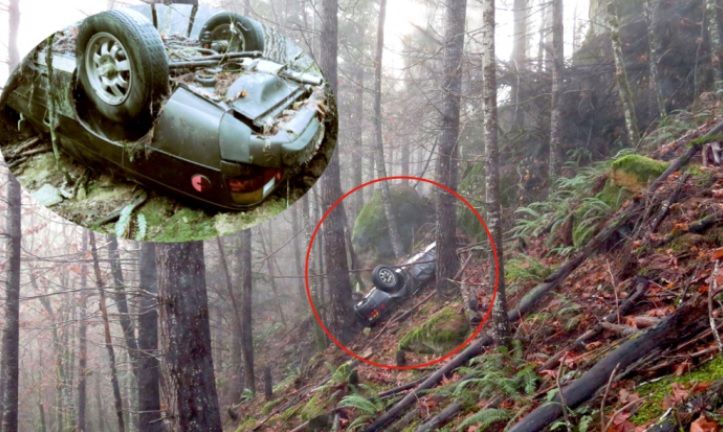 O mașină dispărută în urmă cu 27 de ani, găsită în pădure, înfiptă în pom. Oribil ce era lângă ea!